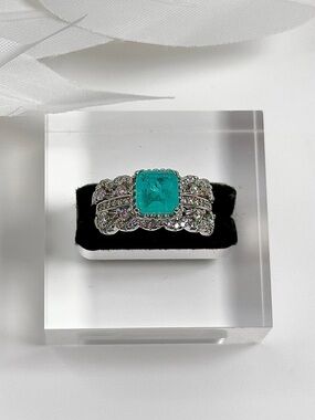 ◾️Luxury Sterling Silver 2pcs Aqua Green Adjustable Ring